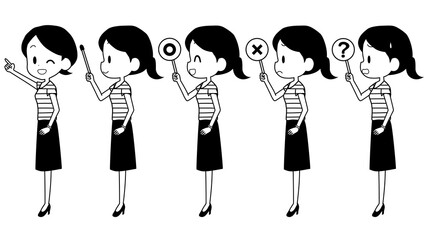 女性　ポインター　サイン　セット