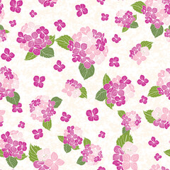 seamless pattern hand drawn round bouquet hydrangea flowers with leaves design