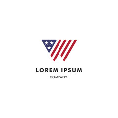 Letter W American Flag Logo Icon Template Design
