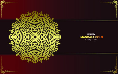 Luxury mandala background with floral ornament pattern. Hand drawn gold mandala design. Vector mandala template for decoration invitation, cards, wedding, logos, cover, brochure, flyer, banner