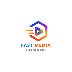 Fast Play Media Logo Icon Template Design