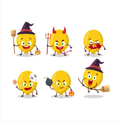 Halloween expression emoticons with cartoon character of yellow balloon