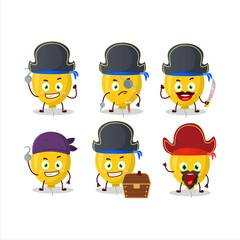 Cartoon character of yellow balloon with various pirates emoticons