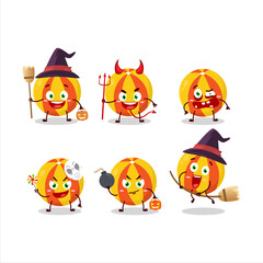 Halloween expression emoticons with cartoon character of yellow beach ball
