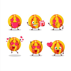 Yellow beach ball cartoon character with love cute emoticon