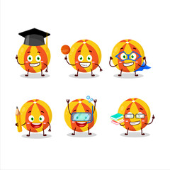 School student of yellow beach ball cartoon character with various expressions