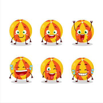 Cartoon character of yellow beach ball with smile expression