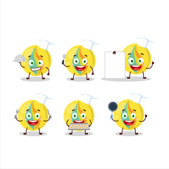 Cartoon character of yellow marbles with various chef emoticons