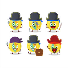 Cartoon character of yellow marbles with various pirates emoticons