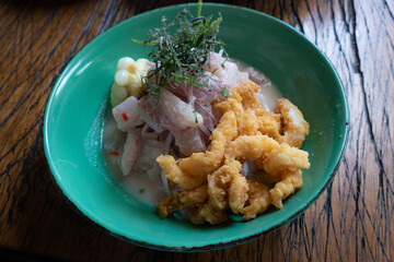 Ceviche peruano de pescado.