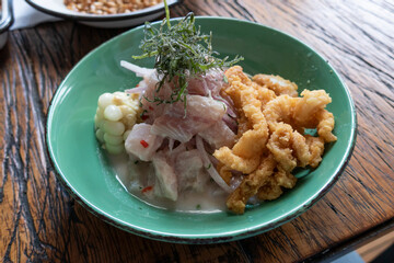 Ceviche peruano de pescado.