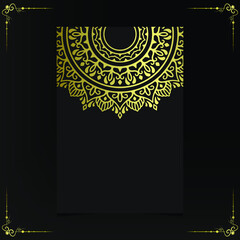 Luxury gold mandala ornate background for wedding invitation, book cover with mandala element style premium vector
