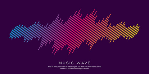 Modern sound wave equalizer. Vector illustration on dark background