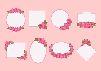pink rhododendron frame in different shapes collection