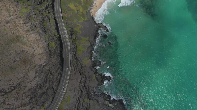 Road by the sea, Aerial East Honolulu Coast Oahu, Hawaii	