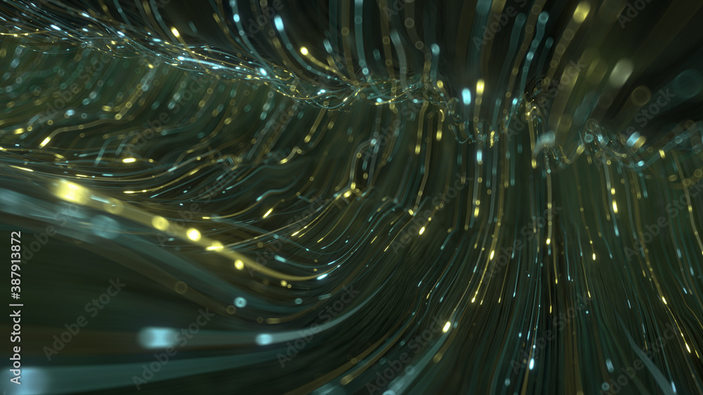Poster big data transfer through optical fibre 3d rendering