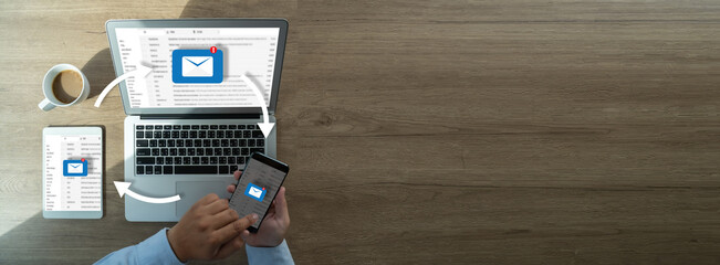 Mail Communication Connection message to mailing contacts phone Global Letters Concept
