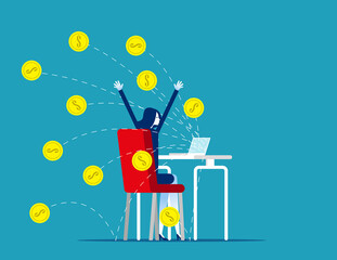 Money comes out of the monitor, Online job