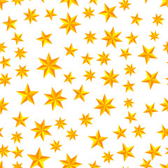 Abstract seamless pattern with five- and seven-pointed stars on color background. Simple design for wallpapers, fabrics, gift wrapping papers, textiles, web design. Vector illustration.