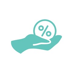 Hand And Percentage Flat Icon Vector Logo Template