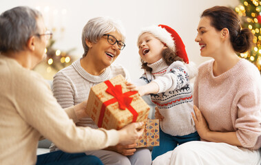 family celebrating Christmas