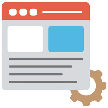 
Html source code of a web page with gear wheel sign, web development 
