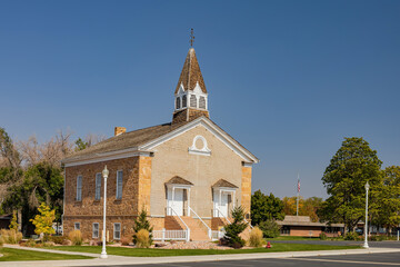 Sunny view of the Parowan Old Rock Church Museum