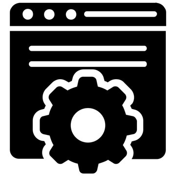 
Html source code of a web page with gear wheel sign, web development 
