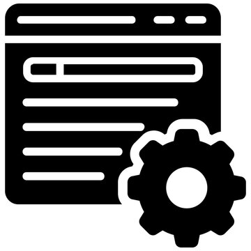 
Html source code of a web page with gear wheel sign, web development 
