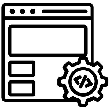 
Html source code of a web page with gear wheel sign, web development 
