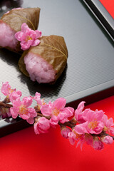 桃の花と桜餅