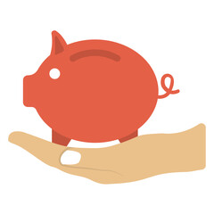
Piggy bank under umbrella, money saving concept flat vector icon

