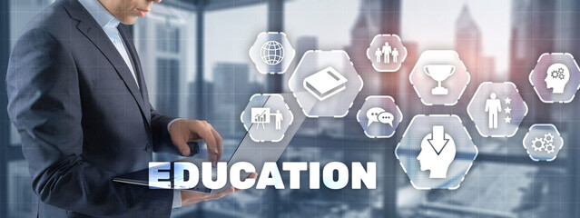 Education process of facilitating learning. Business education concept.