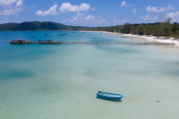 An aerial view of Rong Samloem island (Koh Rong Samloem), Cambodia