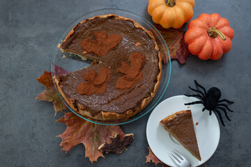 Delicious home made chocolate pumokin pie for halloween
