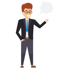 
A satisfied manager in three piece suit with tie showing happy gesture
