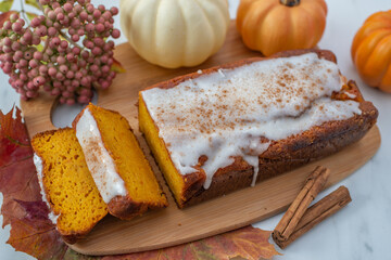 One loaf of home made pumpkin bread