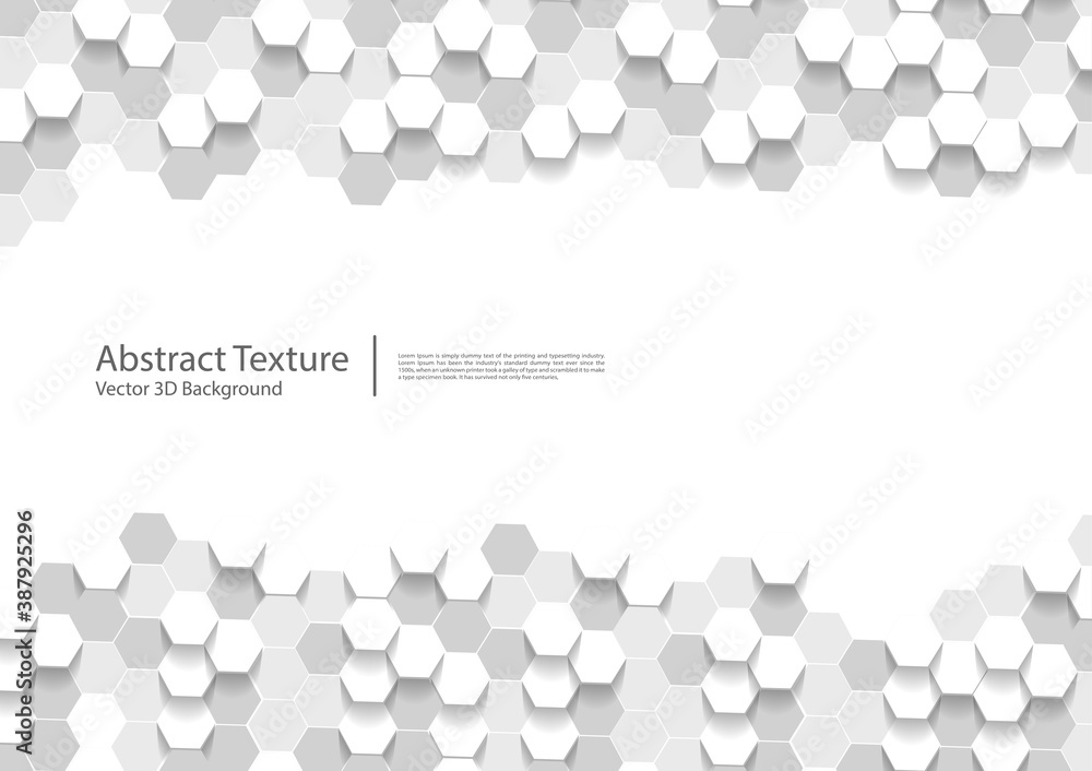 Poster vector hexagonal white abstract background, 3d hexagons texture design