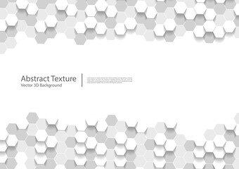 Vector hexagonal white abstract background, 3d hexagons texture design