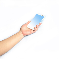close-up handheld phone, blank screen。