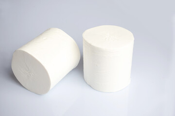 Close-up two rolls of toilet paper