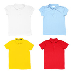 Different blank t-shirts on white background