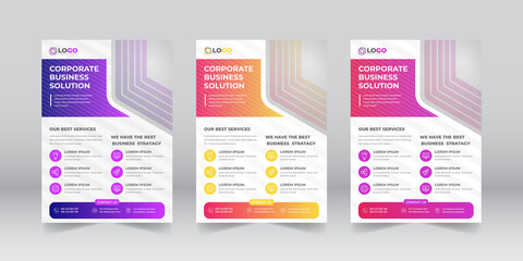 Modern Colorful Gradient Corporate Business Flyer Template Set Design