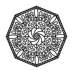 Beautiful Simple Deco Round Mandala. Flat Vector illustration. Patterned design.