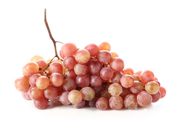 Sweet ripe grapes on white background