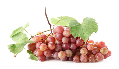Sweet ripe grapes on white background