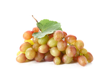 Sweet ripe grapes on white background