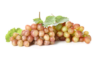 Sweet ripe grapes on white background
