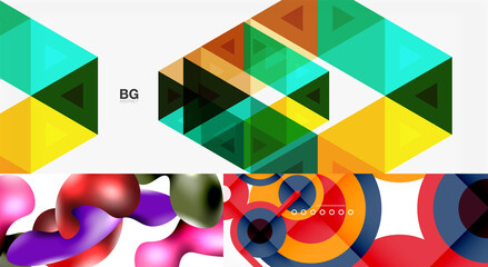 Set of minimal geometric backgrounds. Vector illustrations for covers, banners, flyers and posters and other