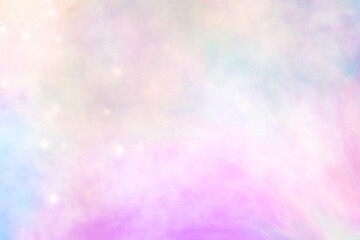 Unicorn galaxy pattern. Pastel cloud and sky with glitter. Cute bright paint like candy background theme. Concept to montage or present your product, for women, girls in princess style
